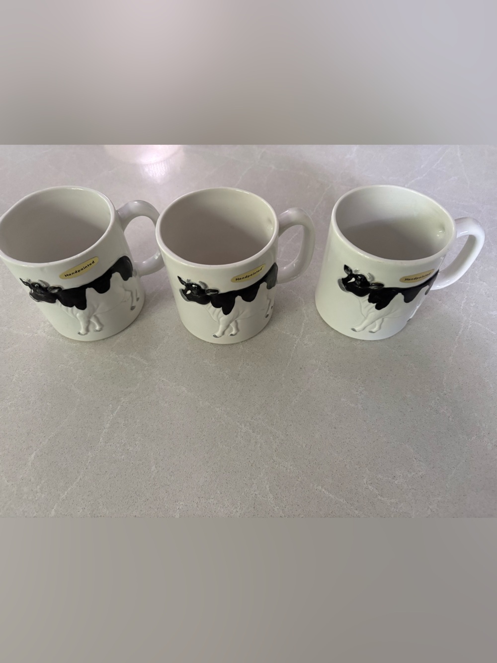 VTG 1982 Otagiri Japan Holstein Cow 3D Relief Mugs - Set of 3